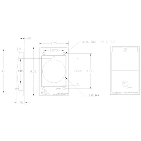 Mulberry Electrical Box Cover, Outlet Box Type, 1 Gang Gang, Aluminum, Duplex Receptacle Cover Type 30535